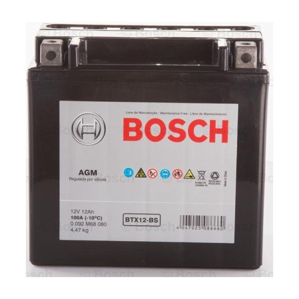 Bateria Motocicleta Bosch 12Ah 12V BTX14-BS + - AGM VRLA CCA210