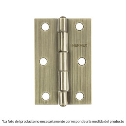 Bisagras Rectangular 4" x2-3/4" Acero Latonado Antiguo CMbola 1.6mm Hermex 46915